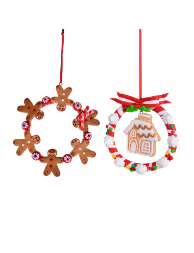 GINGER BREAD 2 PCS DECORATIONS CROWN SET | Brandani