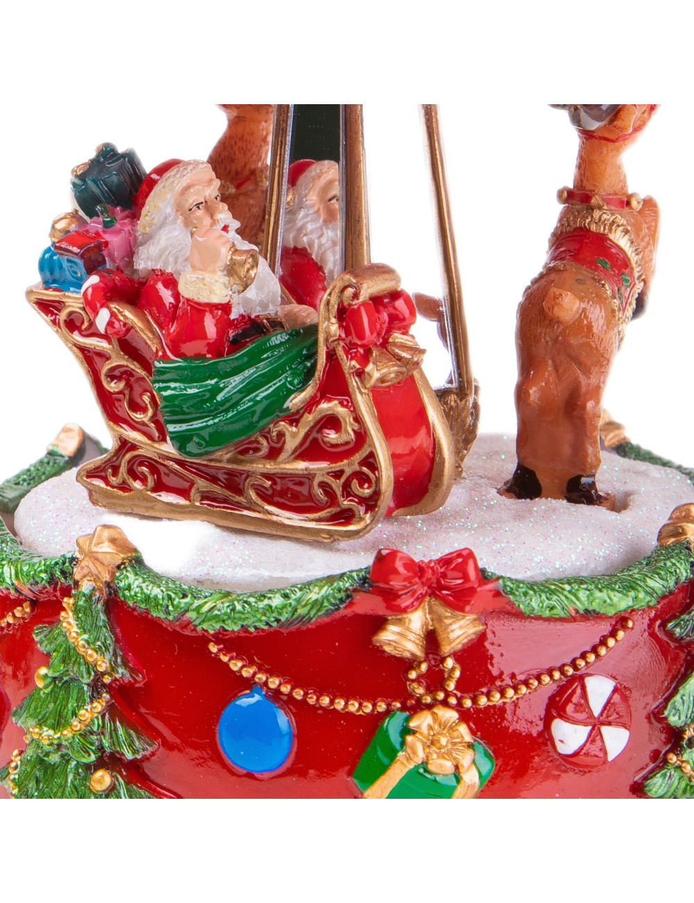 CAROUSEL MUSIC BOX WITH RED SLED, MUSIC AND MOVEMENT | Brandani