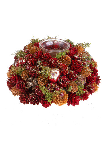 CANDLE HOLDER WITH SMALL PINECONES DECORATIONS | Brandani