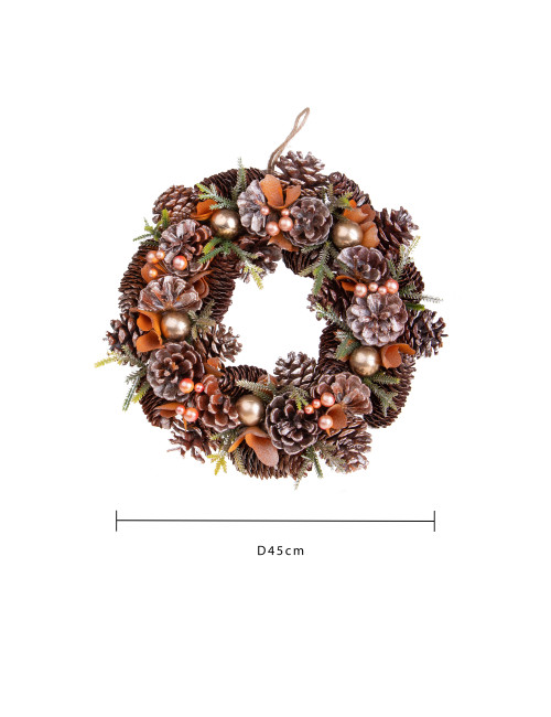 CHRISTMAS CROWN WITH BERRIES DECORATION SHYNY RUST FINISHIN | Brandani