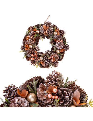 CHRISTMAS CROWN WITH BERRIES DECORATION SHYNY RUST FINISHIN | Brandani