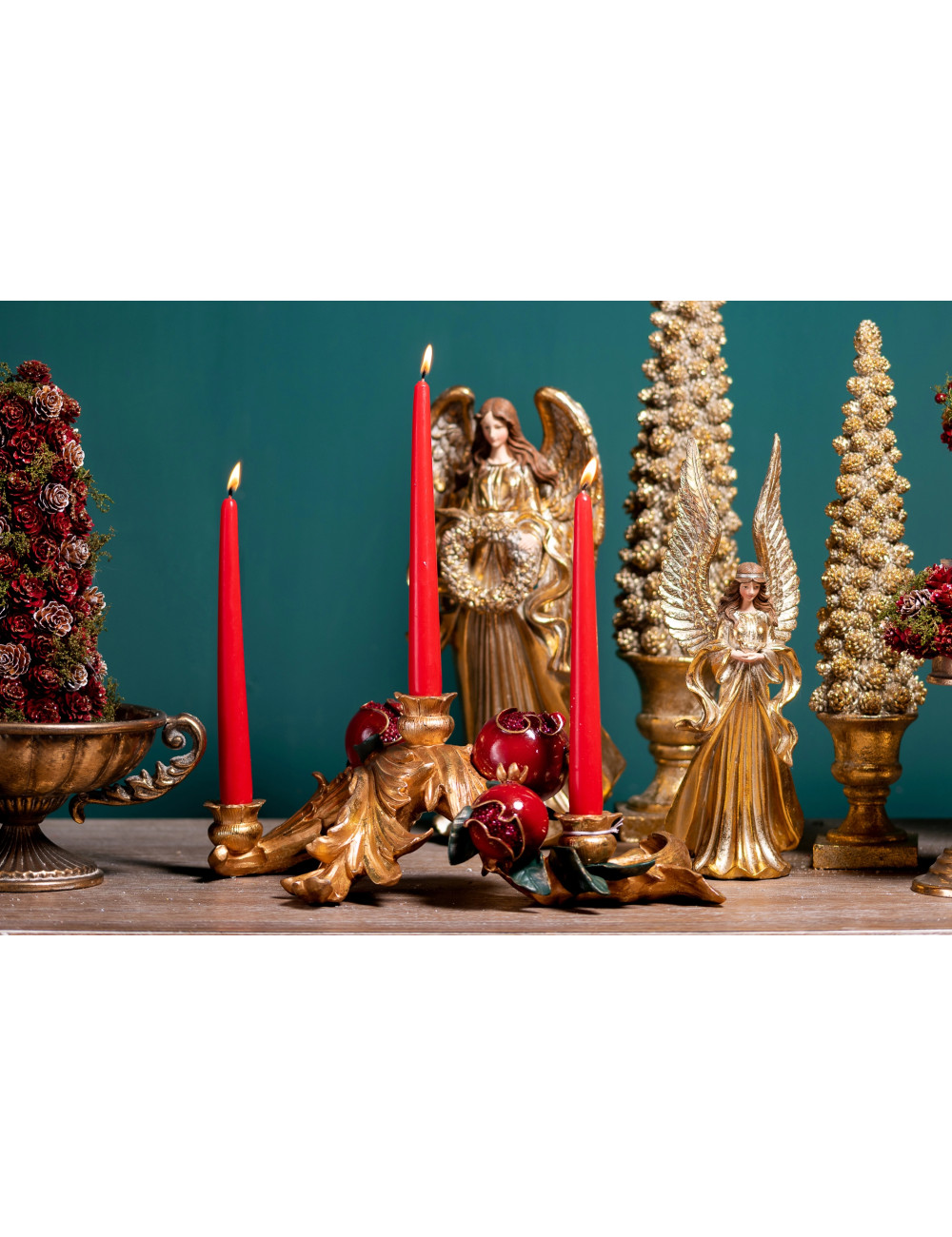 CANDLE HOLDER WITH LITTLE PINECONES DECORATIONS  | Brandani