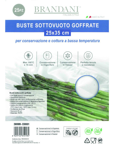 BUSTA SOTTOVUOTO CM 25X35 25PZ PA/PE | Brandani