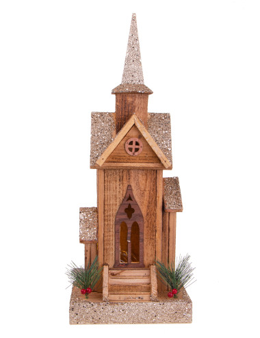 WOOD CHURCH DECORATION WITH 5 LED LIGHTS | Brandani