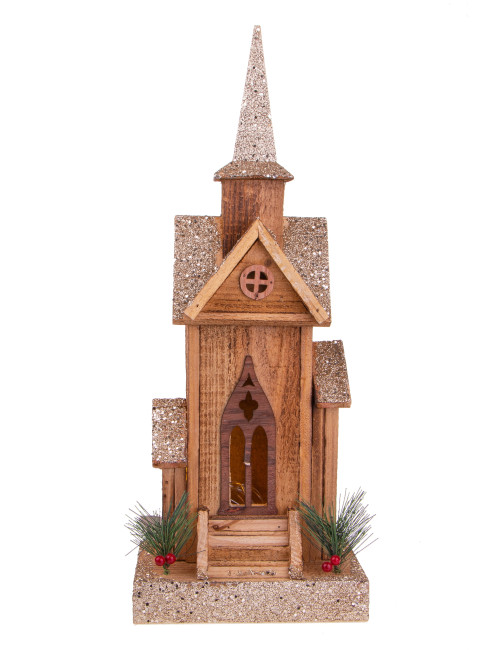 WOOD CHURCH DECORATION WITH 5 LED LIGHTS | Brandani