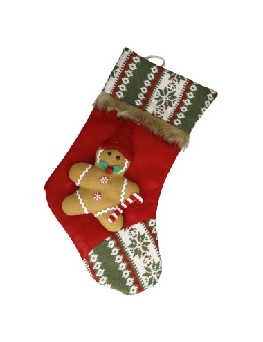 GINGERBREAD EPHIPHANY STOCKING IN RED POLYESTER/NON-WOVEN F | Brandani