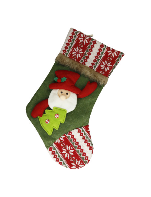 FATHER XMAS W/TREE EPHIPHANY STOCKING IN GREEN POLYESTER/NO | Brandani