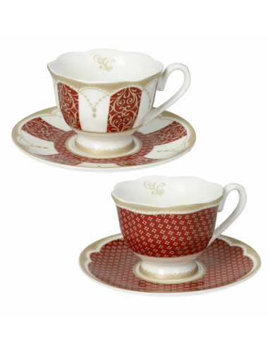 TAZZINA CAFFE GOLDEN EYE RED SET 2 PZ NEW BONE CHINA | Brandani