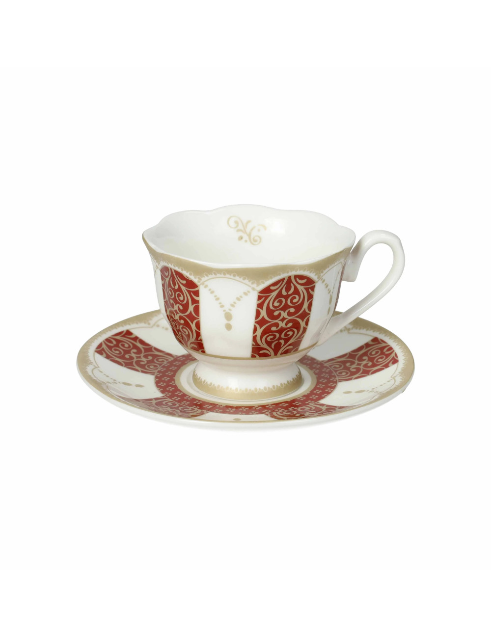 TAZZINA CAFFE GOLDEN EYE RED SET 2 PZ NEW BONE CHINA | Brandani