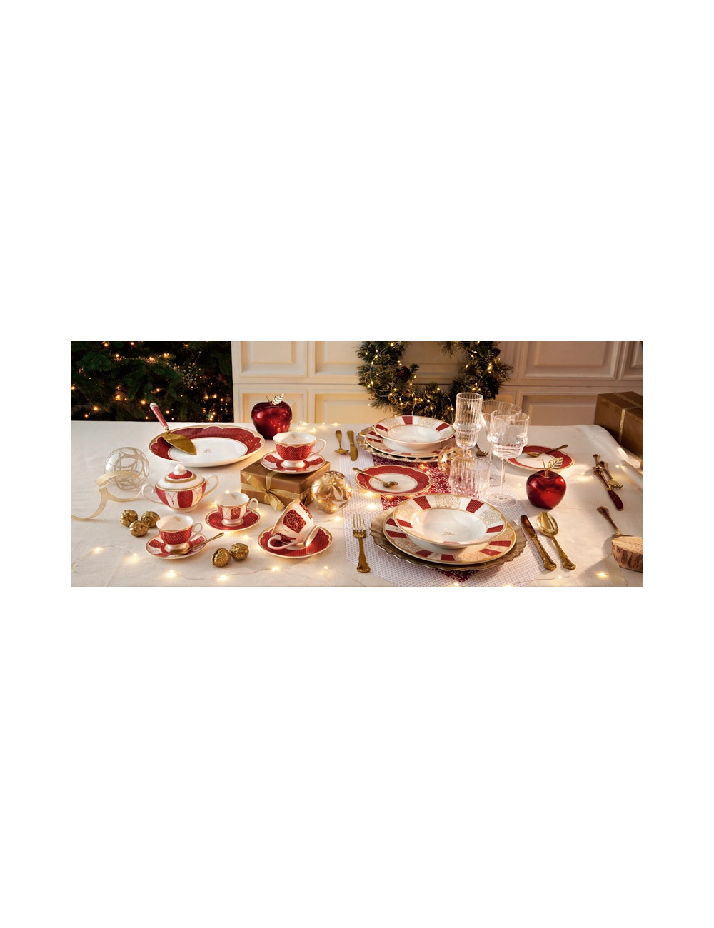 TAZZINA CAFFE GOLDEN EYE RED SET 2 PZ NEW BONE CHINA | Brandani