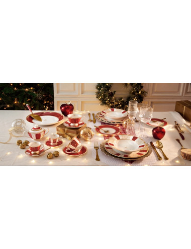 TAZZA THE GOLDEN EYE RED SET 2 PZ NEW BONE CHINA | Brandani