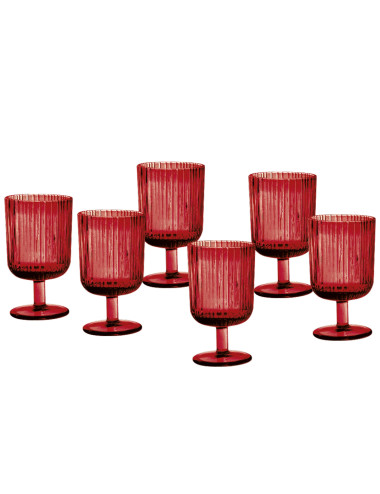 CALICE PLISSE ROSSO SET 6 PZ VETRO | Brandani