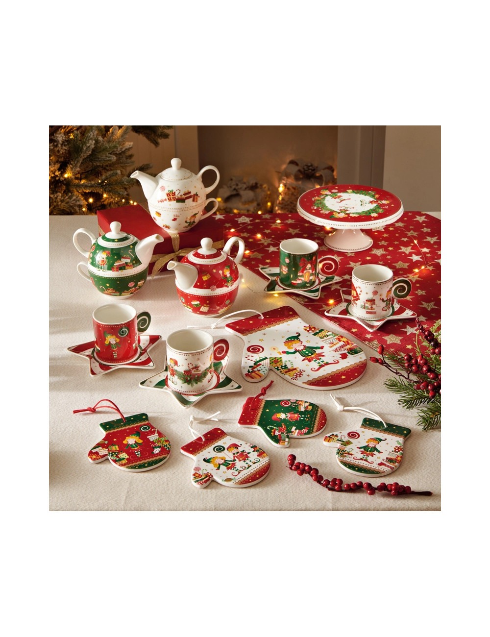 DECORATION ELFOMAGIA GUANTO SET 4 PZ CERAMICA/SUGHERO | Brandani