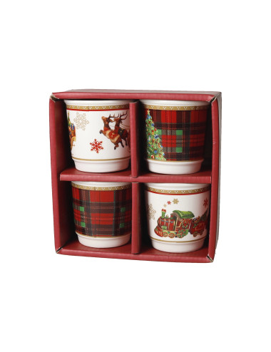 NEW BONE CHINA CHRISTMAS SMALL GLASS 4 PC SET | Brandani