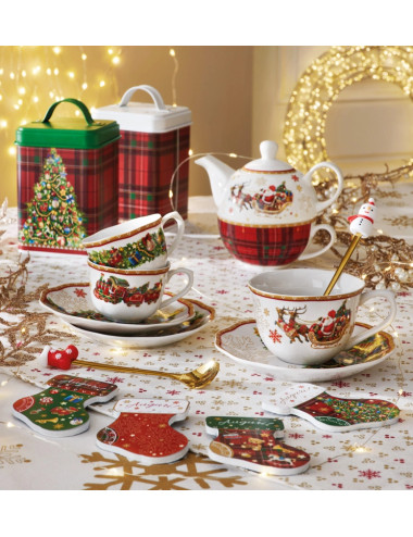 TAZZINA CAFFE CHRISTMAS SET 2 PZ PORCELLANA | Brandani