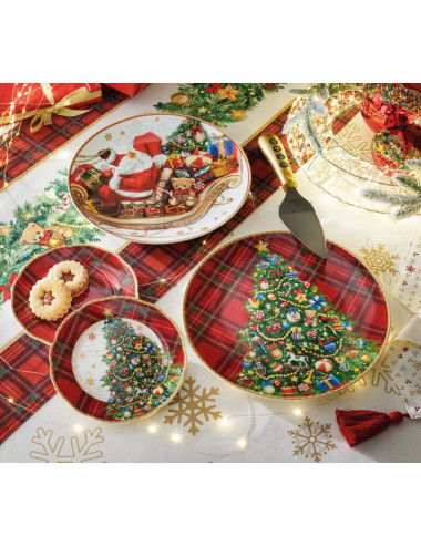 PORCELAIN CHRISTMAS TARTAN SERVING PLATE | Brandani