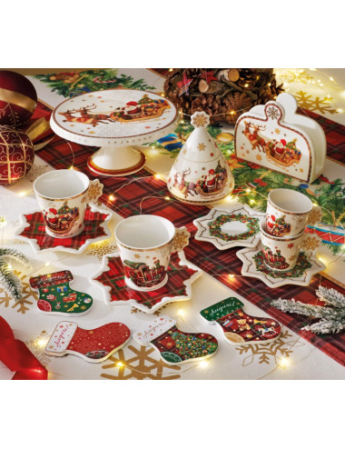 TAZZINA CAFFE CHRISTMAS SET 2 PZ NEW BONE CHINA | Brandani