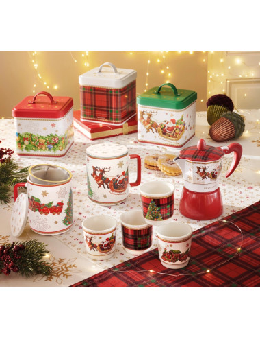 ALUMINIUM CHRISTMAS TARTAN 3 CUP COFFEE POT  | Brandani