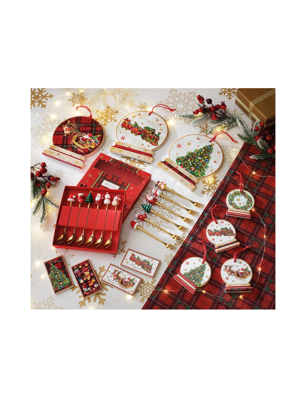 DECORATION CHRISTMAS SET 4 PZ CERAM/SUGHERO | Brandani