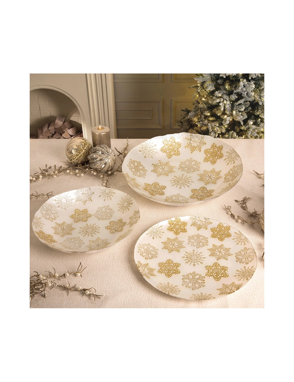 CIOTOLA CHRISTMAS STELLINE BIANCO/ORO CM 30 VETRO | Brandani