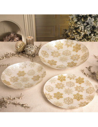 CENTROTAVOLA CHRISTMAS STELLINE BIANCO/ORO CM 40 VETRO | Brandani