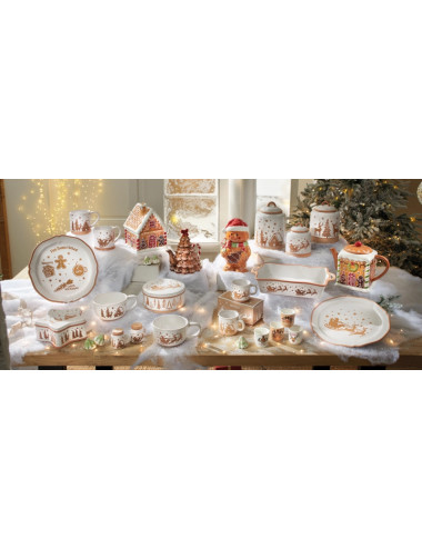 GINGERBREAD FATHER XMAS PLATE STONEWARE | Brandani