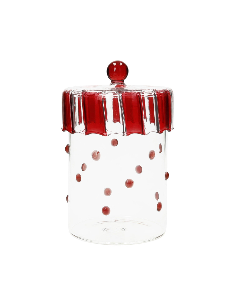 RED POLKA DOT GLASS JAR (LARGE) | Brandani