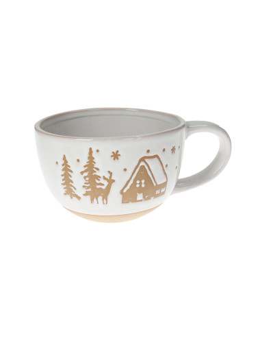 GINGERBREAD FOREST BREAKFAST CUP STONEWARE | Brandani