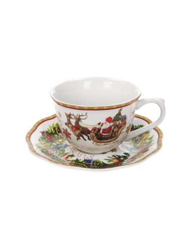 PORCELAIN CHRISTMAS TEA CUP 2 PC SET | Brandani