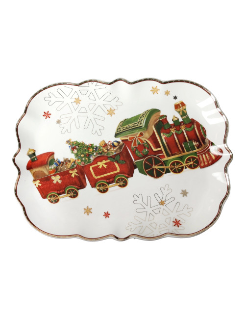 PORCELAIN CHRISTMAS TRAIN TRAY | Brandani