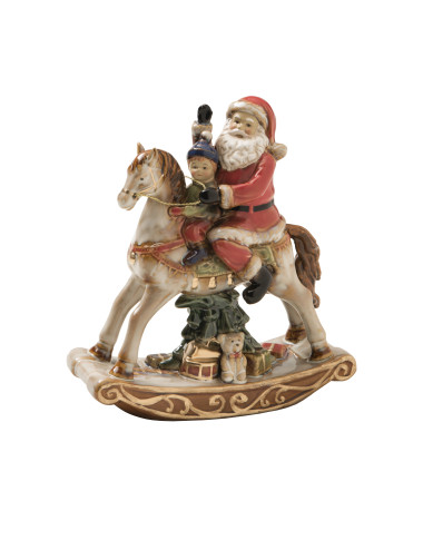 PORCELAIN FATHER XMAS ON ROCKING HORSE | Brandani