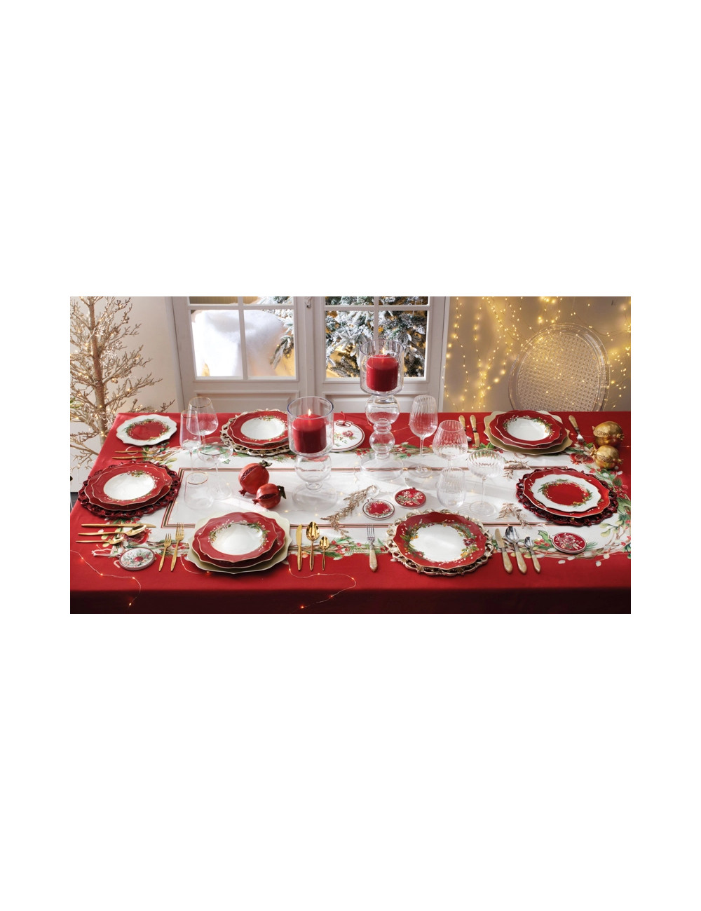 NEW BONE CHINA CAROL 18 PC TABLE SERVICE | Brandani