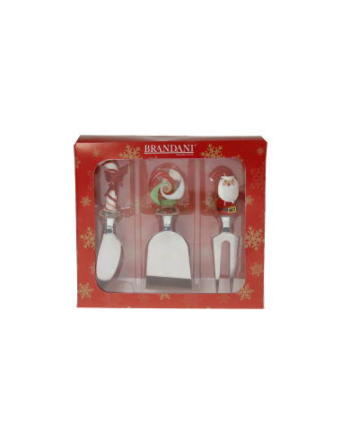 XMAS CHEESE KNIFE 3 PC SET GLASS/STAINLESS | Brandani