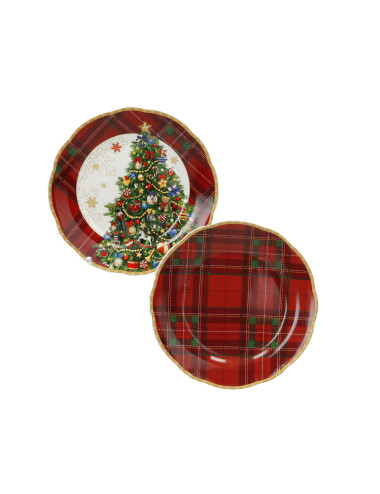 PORCELAIN CHRISTMAS CAKE PLATE 2 PC SET | Brandani