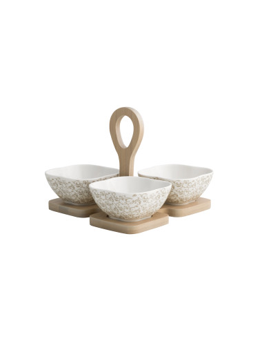 RICCIOLO DI FATA HORS D OEUVRE TRAY 3PC SET PORCELAINBAMBOO | Brandani