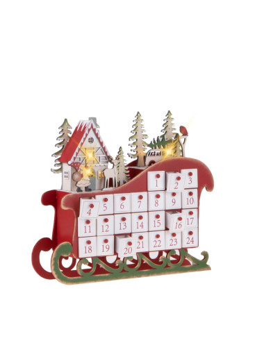 WOODEN ADVENT VILLAGE W/LED | Brandani