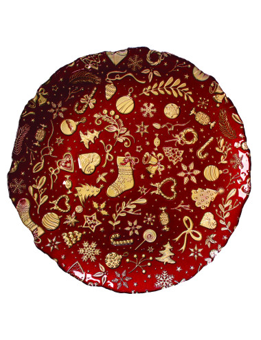 CHRISTMAS RED GLASS TRAY | Brandani