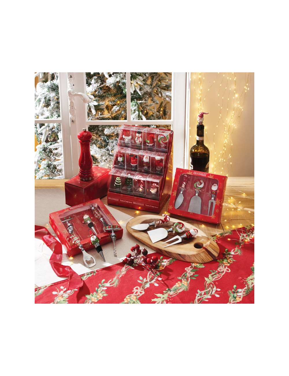 SET VINO CHRISTMAS 3 PEZZI VETRO/INOX/ZINC ALLOY | Brandani