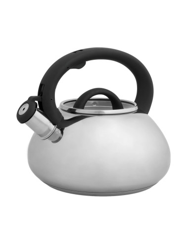 STAINLESS STEEL KETTLE W /BLACK SOFT TOUCH HANDLE | Brandani