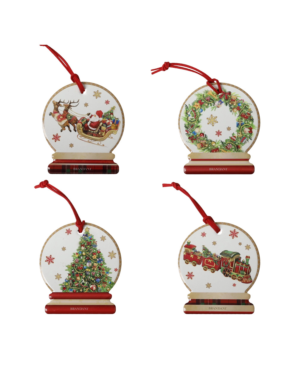 CERAMIC/CORK CHRISTMAS DECORATION 4 PC SET | Brandani