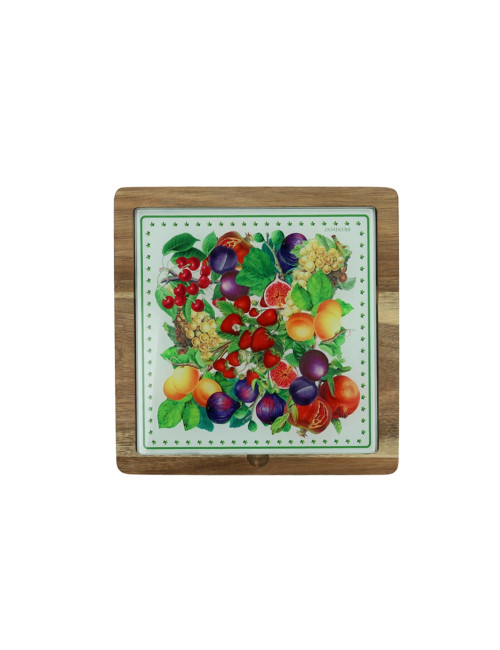 LE PRIMIZIE CHEESE CUTTING BOARD WOOD/DECORATED GLASS WITH  | Brandani