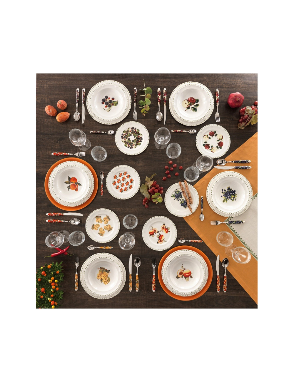 TAVOLA 18 PZ LE PRIMIZIE FRESH FRUITS NEW BONE CHINA | Brandani