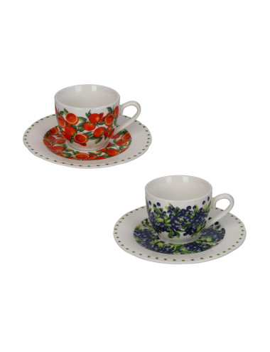 LE PRIMIZIE FRESH FRUITS 2 PCS COFFEE CUPS PORCELAIN SET | Brandani