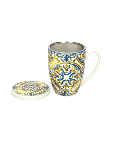 MEDICEA NEW BONE CHINA ROSE MUG WITH STAINLESS STEEL INFUSE | Brandani