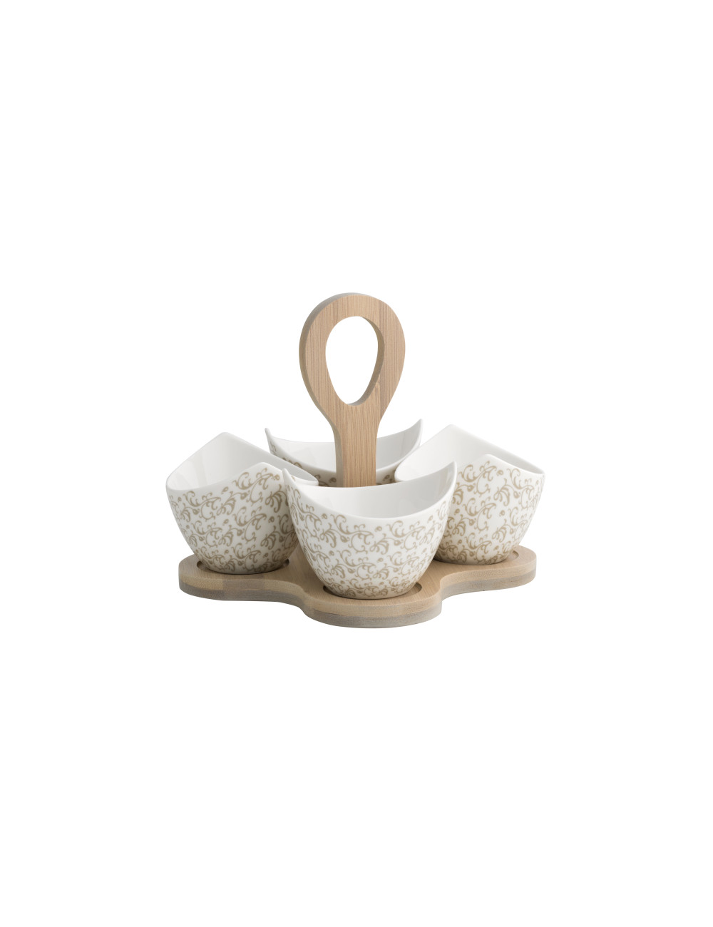 RICCIOLO DI FATA HORS D OEUVRE TRAY 4PC SET PORCELAINBAMBOO | Brandani