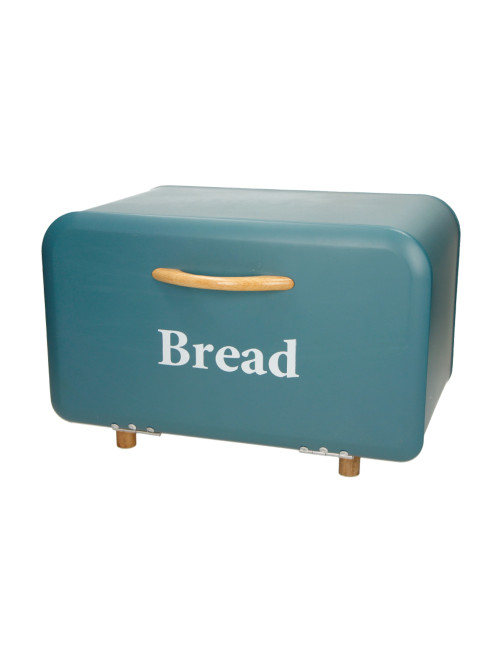 METAL AND BAMBOO PETROLEUM-BLUE BREAD BOX | Brandani