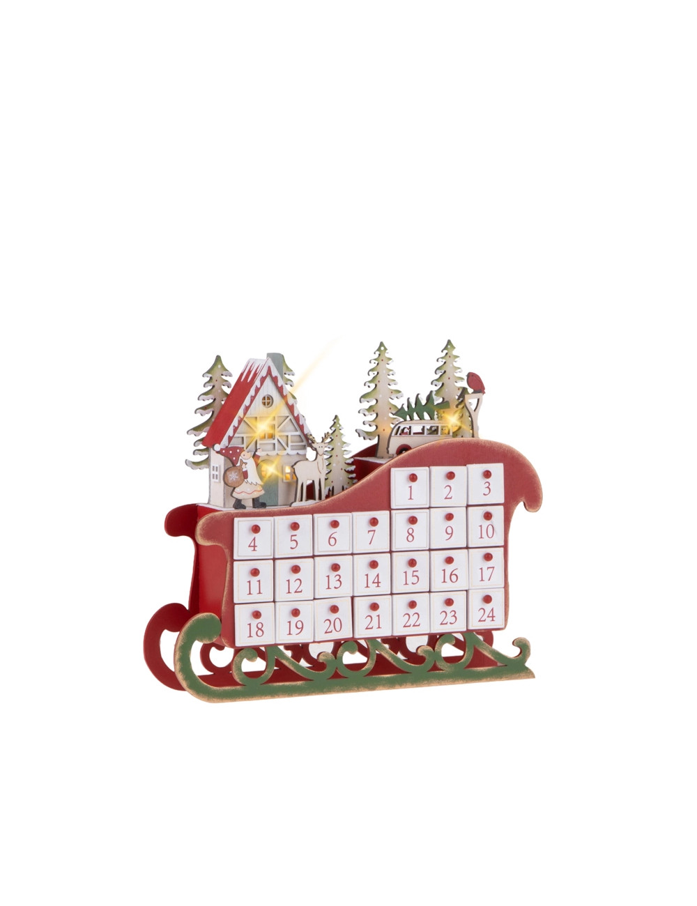 WOODEN ADVENT VILLAGE W/LED | Brandani