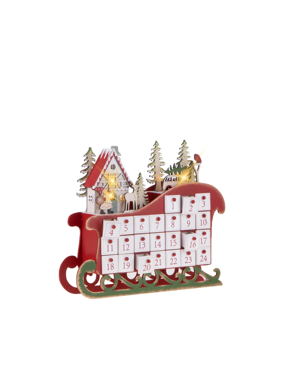 WOODEN ADVENT VILLAGE W/LED | Brandani