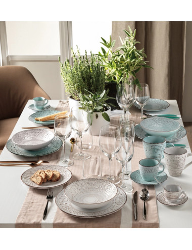 SERENDIPITY TURQUOISE STONEWARE DINNER PLATE | Brandani