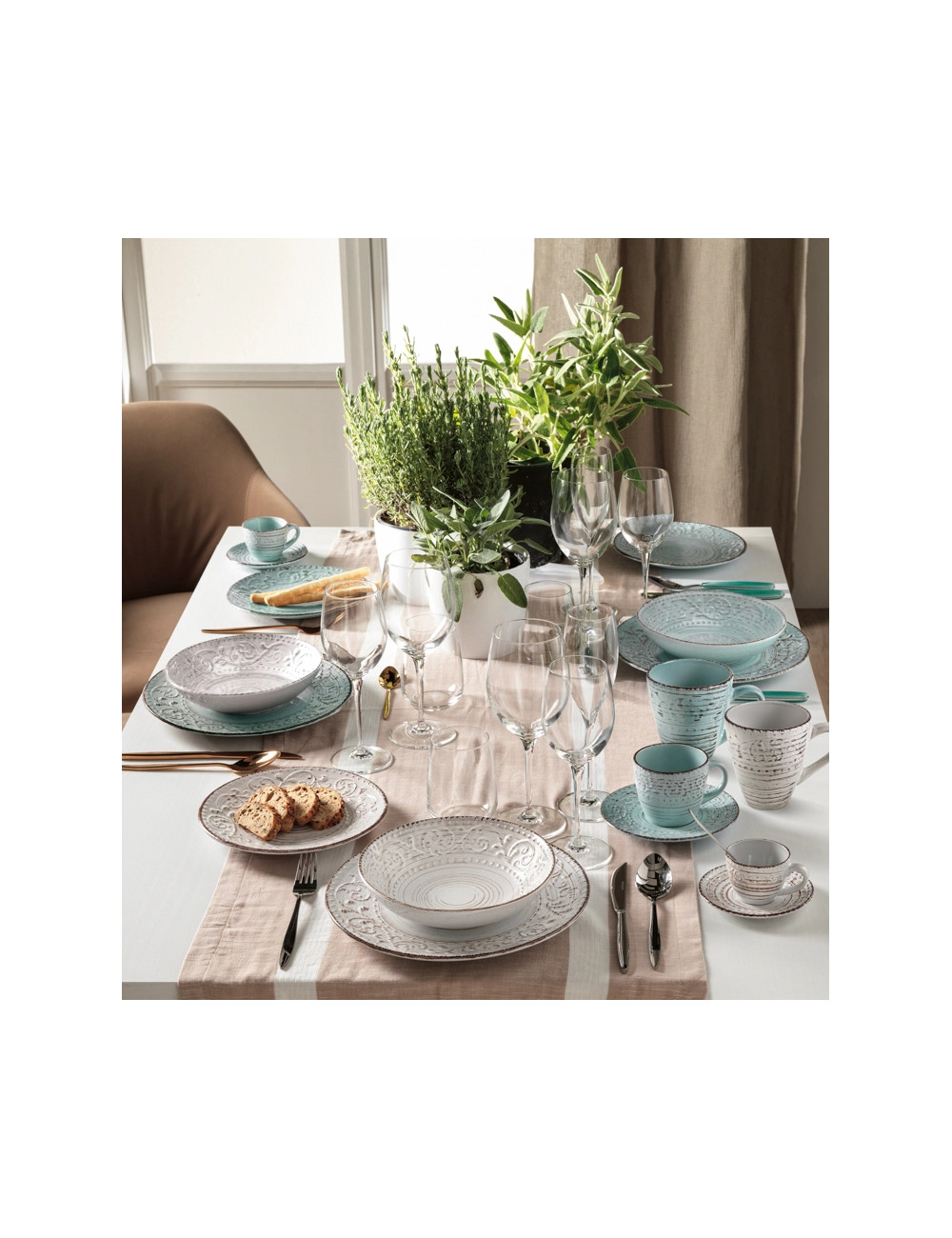 SERENDIPITY TURQUOISE STONEWARE DINNER PLATE | Brandani